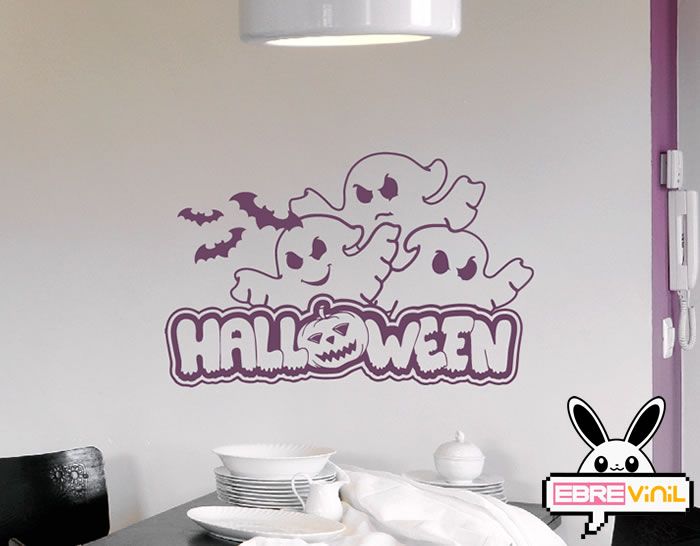 Vinilo decorativo Halloween Fantasmas y murciélagos