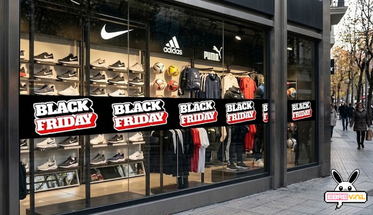 Detalle impresión alta resolución vinilo Black Friday colores intensos empalmes perfectos
