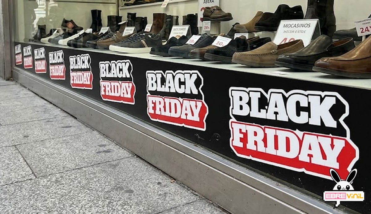 Tira vinilo adhesivo Black Friday diseño urbano blanco rojo negro repetitivo empalmable