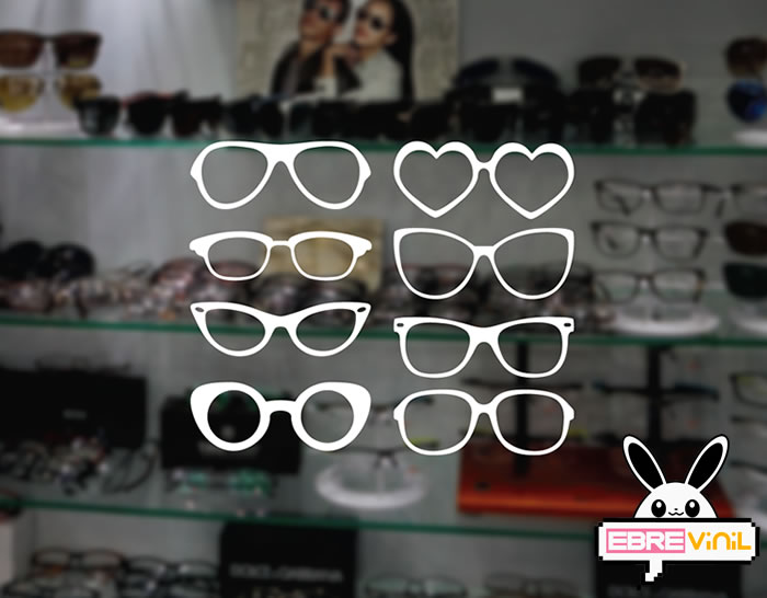 colección de vinilos decorativos para ópticas, gafas, lentes