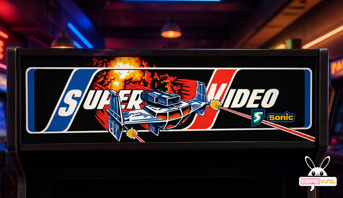 Vinilo opaco para marquesina arcade Road Blasters Super Video con diseño vibrante estilo SEGA Sonic