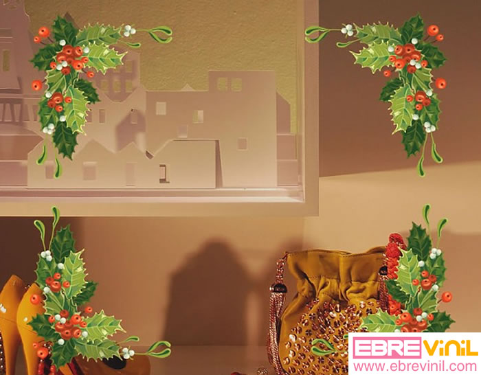 adornos navideños para escaparates en vinilo adhesivo