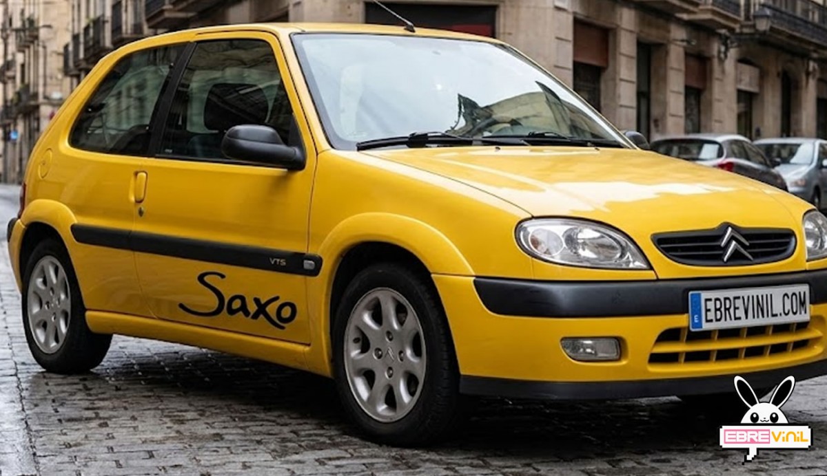 Vinilo Saxo aplicado en Citroën Saxo lateral puerta trasera