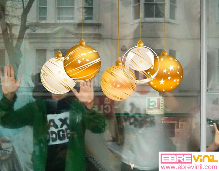 adhesivos, stickers, vinilo navidad con bolas navideñas