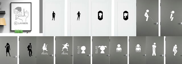 vinilos hostelería baños, lavabos, wc