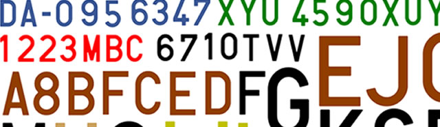 Letras en vinilo con la tipografía de las matrículas españolas 04760