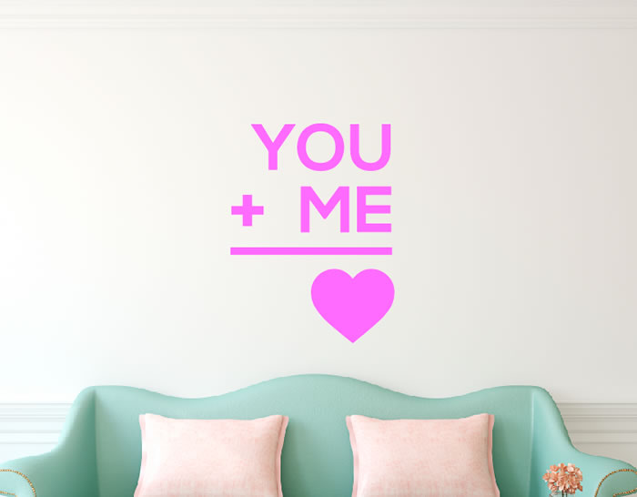 Vinilos textuales en inglés "You + Me = ♥" 04348